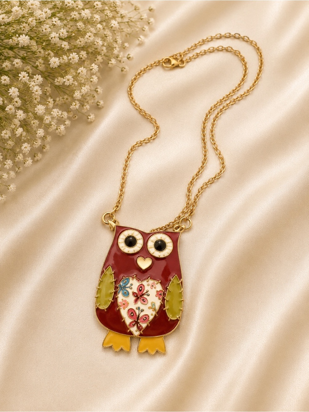 Forever 21 Colorful Owl Pendant Necklace